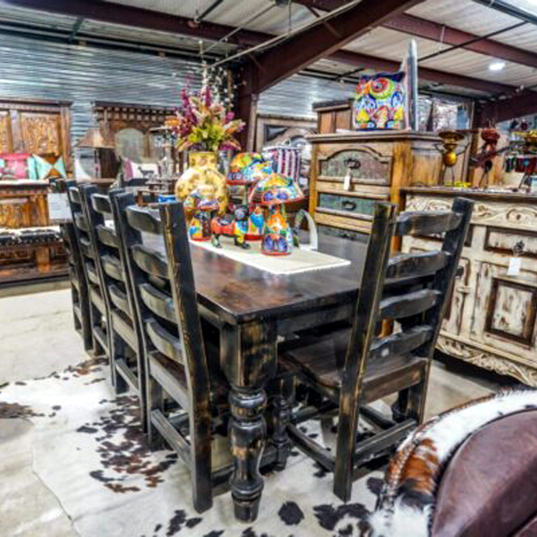 Adelita table 7feet 9inch with six chairs and a six foot bench